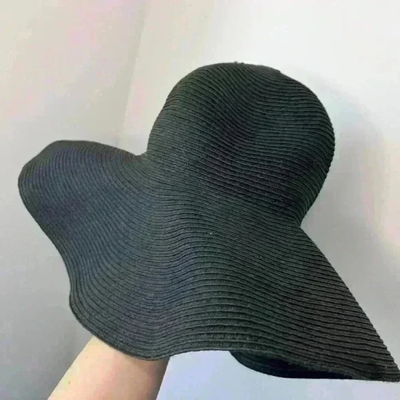 Joe Fresh Women’s Black Paper Polyester Large Euro Summer Coastal Sun Hat - Picture 2 of 8